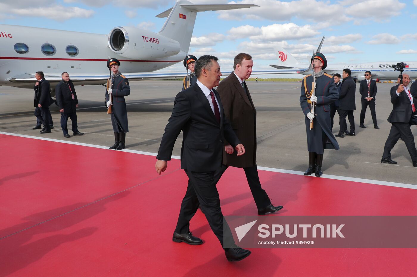 Arriaval of the President of the Kyrgyz Republic Sadyr Japarov in Moscow for 80th anniversary of Victory