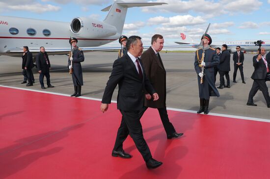 Arriaval of the President of the Kyrgyz Republic Sadyr Japarov in Moscow for 80th anniversary of Victory