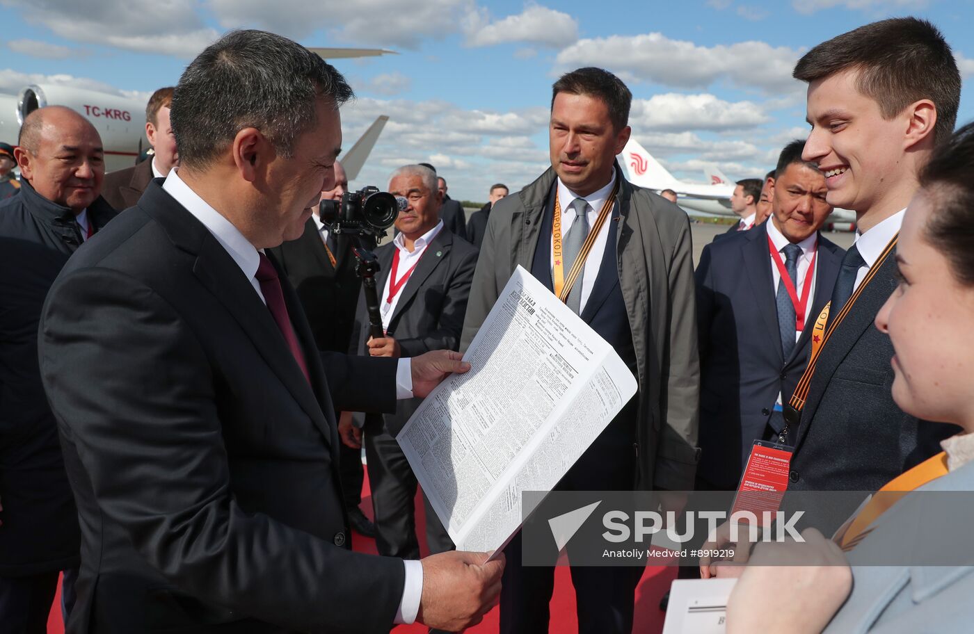 Arriaval of the President of the Kyrgyz Republic Sadyr Japarov in Moscow for 80th anniversary of Victory