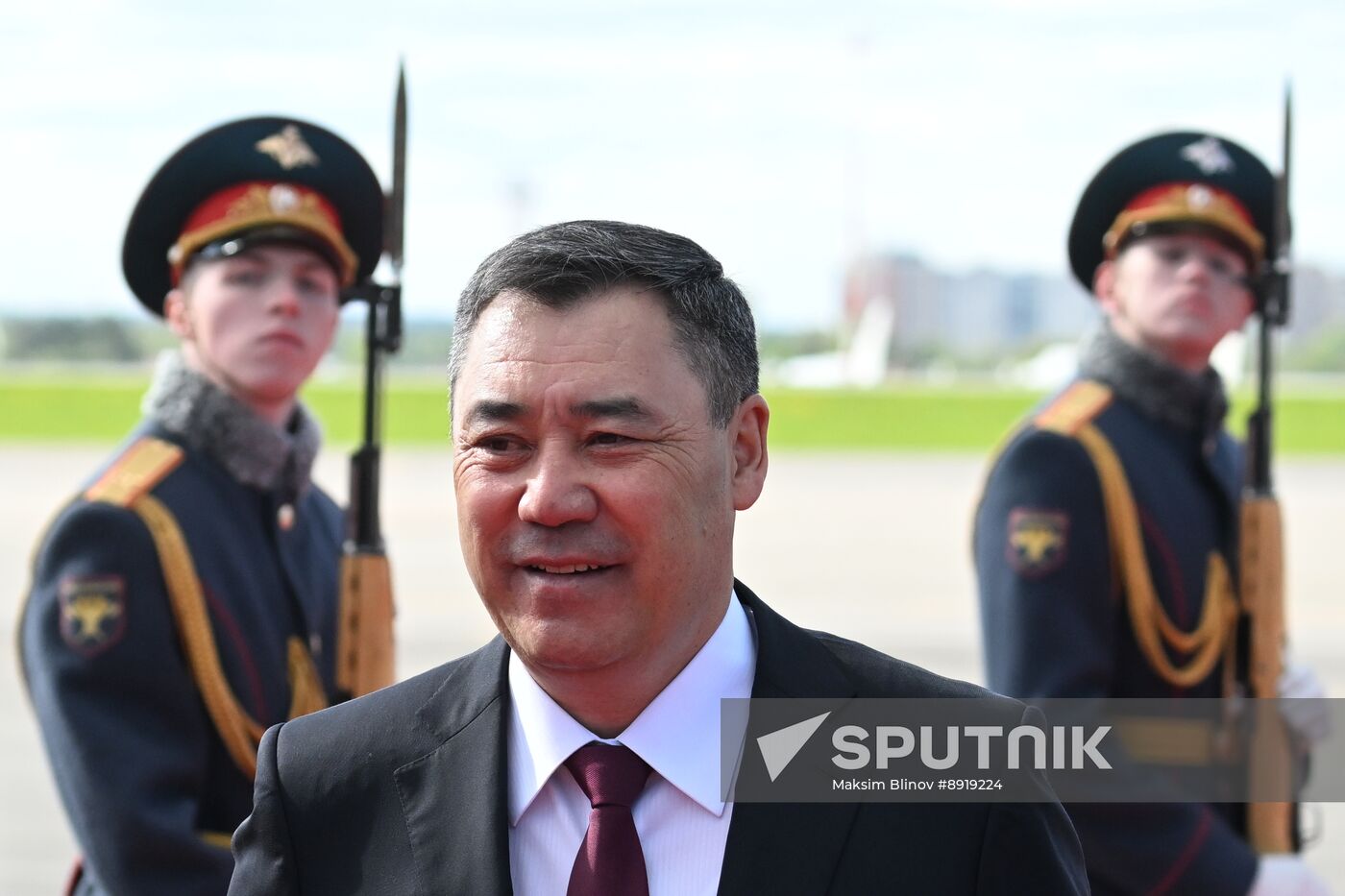 Arriaval of the President of the Kyrgyz Republic Sadyr Japarov in Moscow for 80th anniversary of Victory