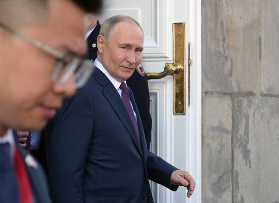 May 8, 2025. President of Russia Vladimir Putin after the talks with President of China Xi Jinping. Location: Russia, Moscow. Author: Alexey Nikolskiy/Sputnik. President of China Xi Jinping's official visit to Russia