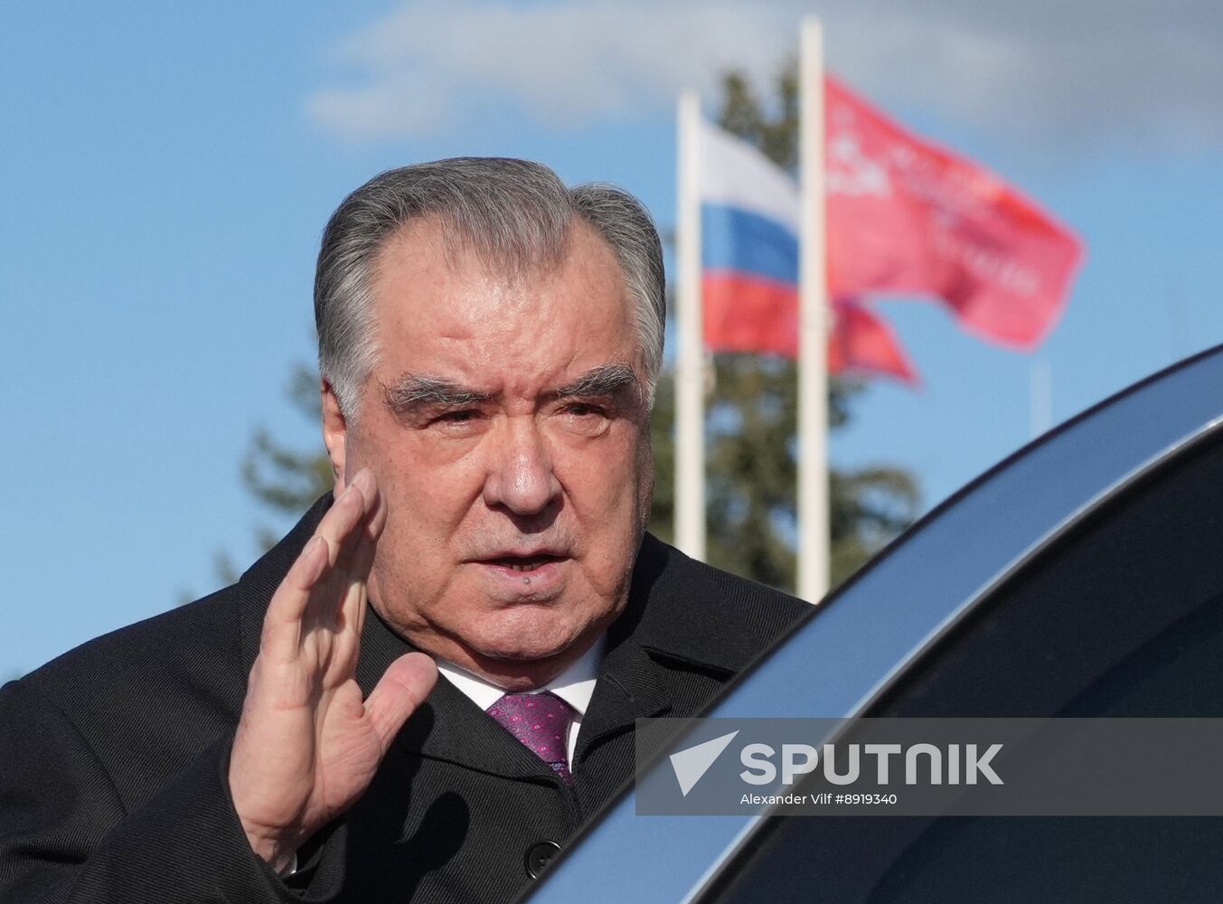 Arrival of President of Tajikistan Emomali Rahmon in Moscow to attend celebrations of 80th anniversary of Victory