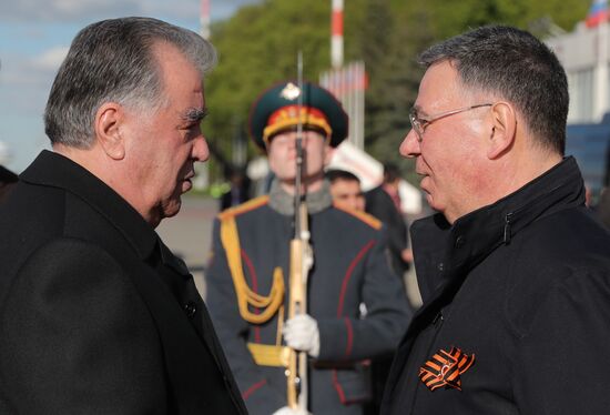Arrival of President of Tajikistan Emomali Rahmon in Moscow to attend celebrations of 80th anniversary of Victory
