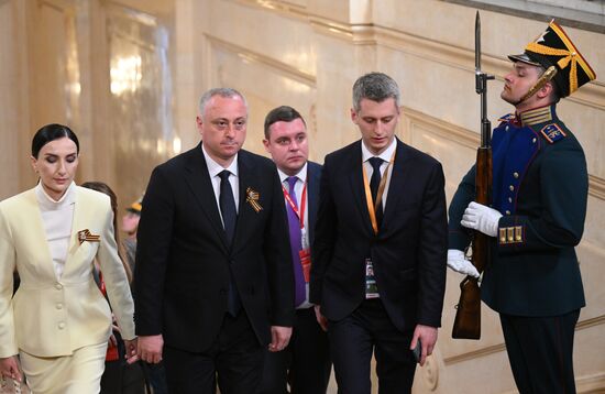 President of Abkhazia Badra Gunba arrives in the Kremlin for a gala concert held for heads of foreign delegations invited to the celebrations of the 80th anniversary of Victory in the Great Patriotic War. Location: Russia, Moscow. Author: Alexandr Kryazhev/Sputnik. Heads of foreign delegations arrive in Kremlin for gala concert