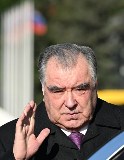 Arrival of President of Tajikistan Emomali Rahmon in Moscow to attend celebrations of 80th anniversary of Victory