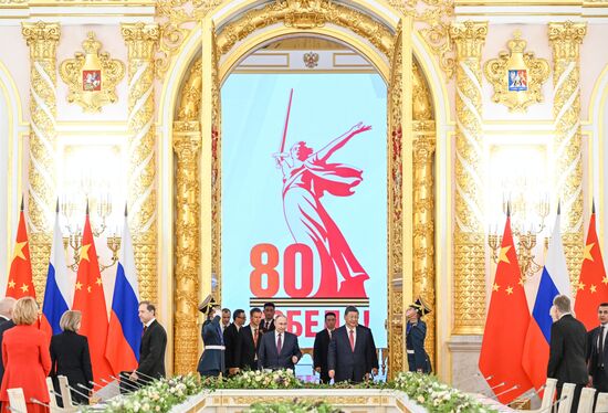 May 8, 2025. President of Russia Vladimir Putin and President of China Xi Jinping. Location: Russia, Moscow. Author: Sergey Bobylev/Sputnik. President of China Xi Jinping's official visit to Russia