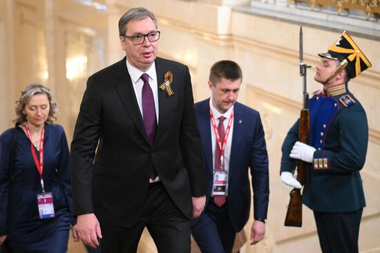 President of Serbia Aleksandar Vucic arrives in the Kremlin for a gala concert for heads of foreign delegations attending the 80th anniversary of Victory in the Great Patriotic War. Location: Russia, Moscow. Author: Alexandr Kryazhev/Sputnik. Heads of foreign delegations arrive in Kremlin for gala concert