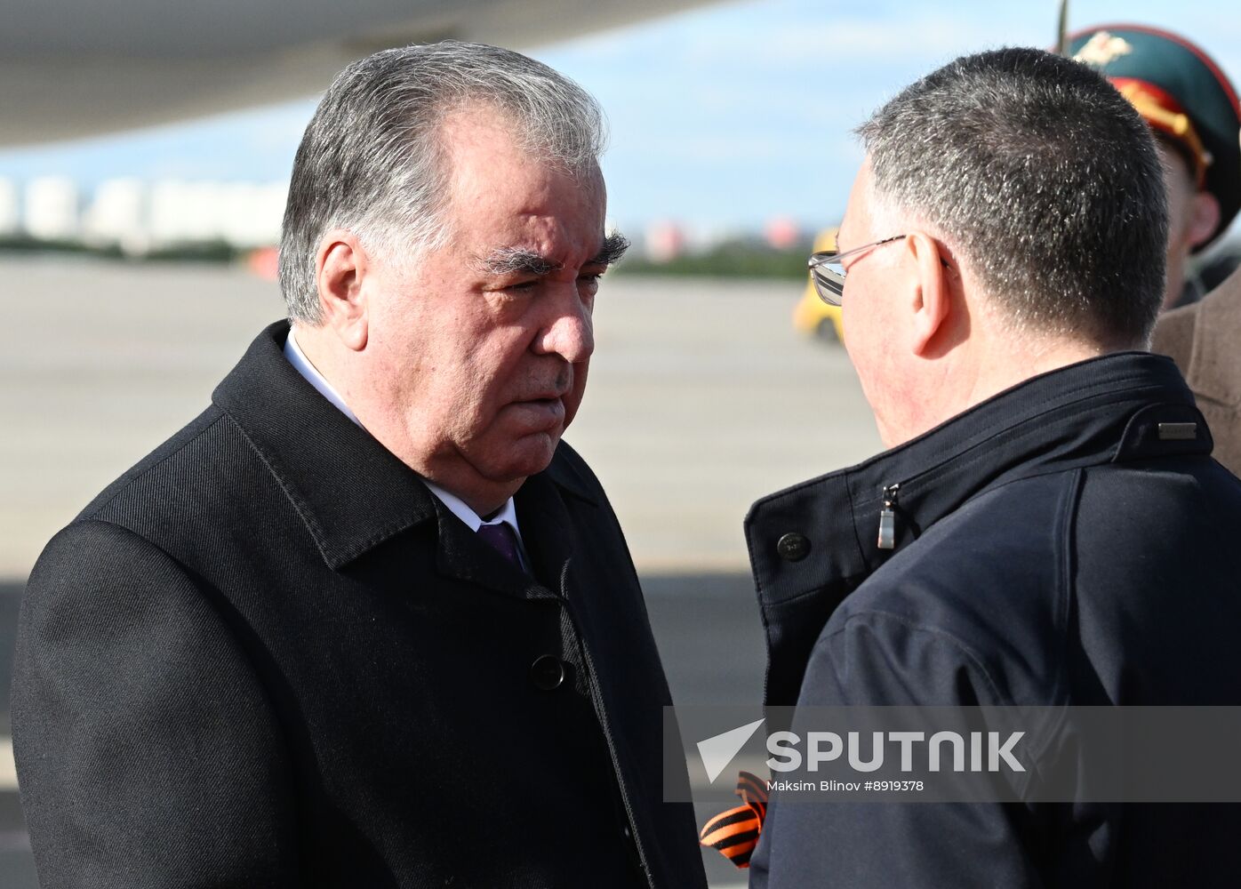 Arrival of President of Tajikistan Emomali Rahmon in Moscow to attend celebrations of 80th anniversary of Victory