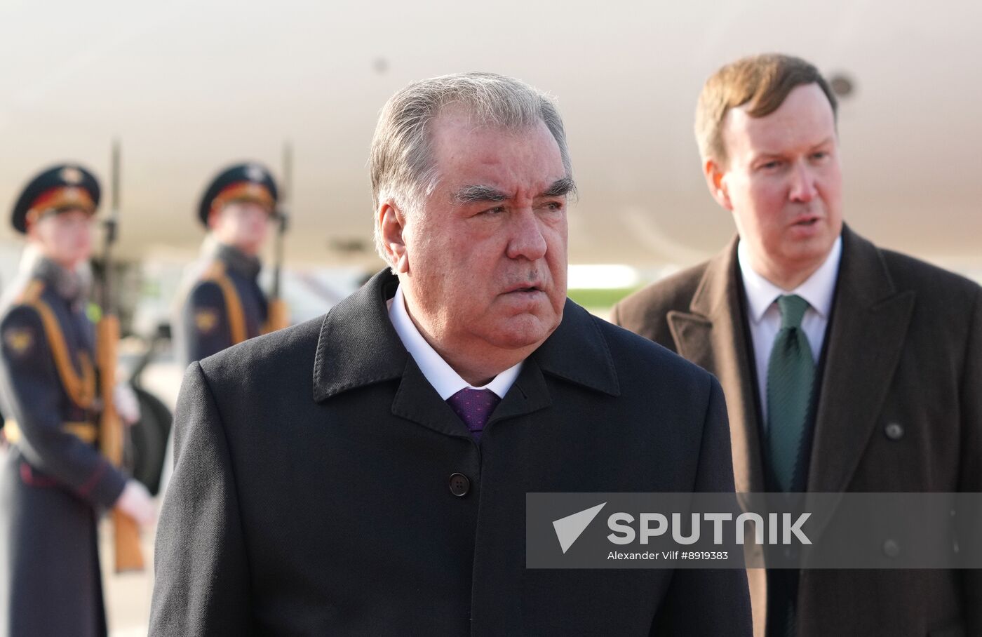 Arrival of President of Tajikistan Emomali Rahmon in Moscow to attend celebrations of 80th anniversary of Victory