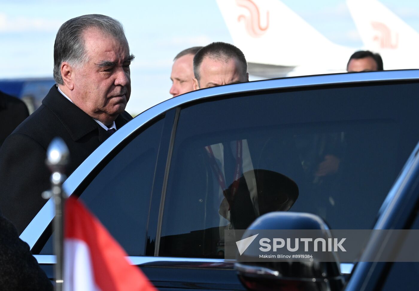 Arrival of President of Tajikistan Emomali Rahmon in Moscow to attend celebrations of 80th anniversary of Victory
