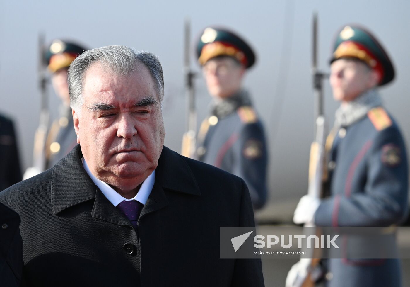 Arrival of President of Tajikistan Emomali Rahmon in Moscow to attend celebrations of 80th anniversary of Victory