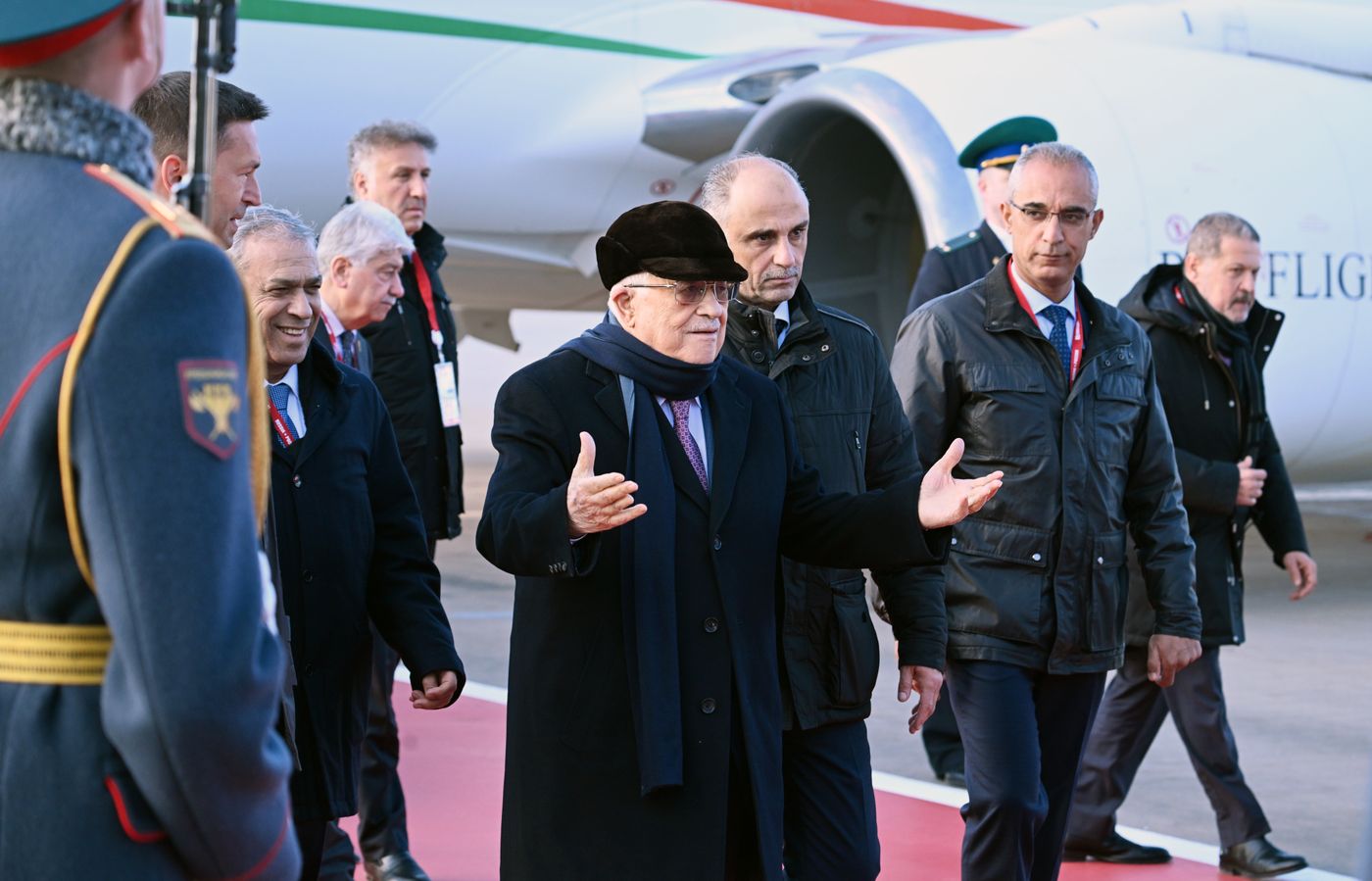 Arrival of President of Palestine Mahmoud Abbas for 80th anniversary of Victory