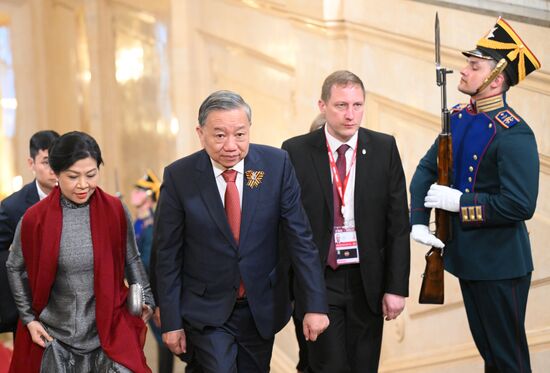Secretary General of the Communist Party of Vietnam To Lam arrives in the Kremlin for a gala concert held for heads of foreign delegations invited to the celebrations of the 80th anniversary of Victory in the Great Patriotic War. Location: Russia, Moscow. Author: Alexandr Kryazhev/Sputnik. Heads of foreign delegations arrive in Kremlin for gala concert