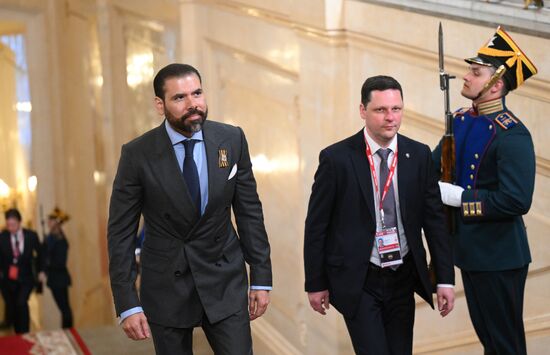 Special Representative of Co-Presidents of Nicaragua for Cooperation with Russia Laureano Ortega Murillo arrives in the Kremlin for a gala concert held for heads of foreign delegations invited to the celebrations of the 80th anniversary of Victory in the Great Patriotic War. Location: Russia, Moscow. Author: Alexandr Kryazhev/Sputnik. Heads of foreign delegations arrive in Kremlin for gala concert