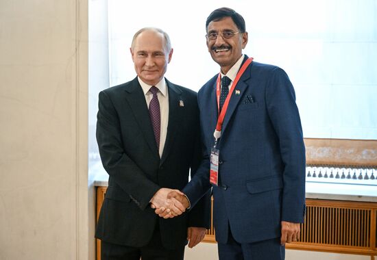 President of Russia Vladimir Putin and Indian Minister of State for Defense Sanjay Seth, who arrived in the Kremlin for a gala concert held for heads of foreign delegations invited to the celebrations of the 80th anniversary of Victory in the Great Patriotic War. Location: Russia, Moscow. Author: Sergey Bobylev/Sputnik. Heads of foreign delegations arrive in Kremlin for gala concert