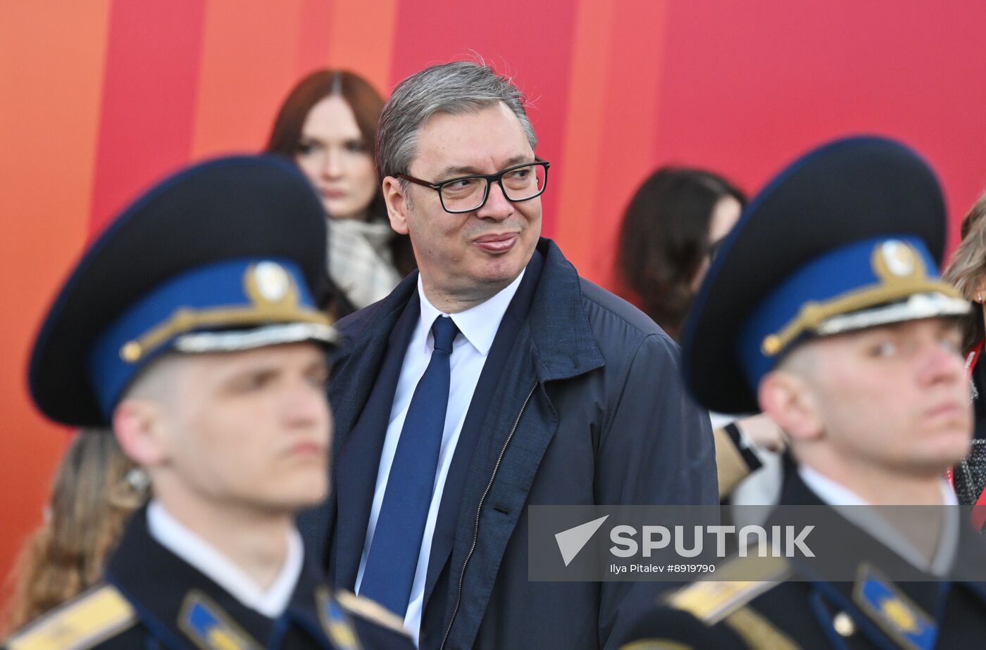 President of Russia Vladimir Putin and foreign leaders at military parade marking 80th anniversary of Victory