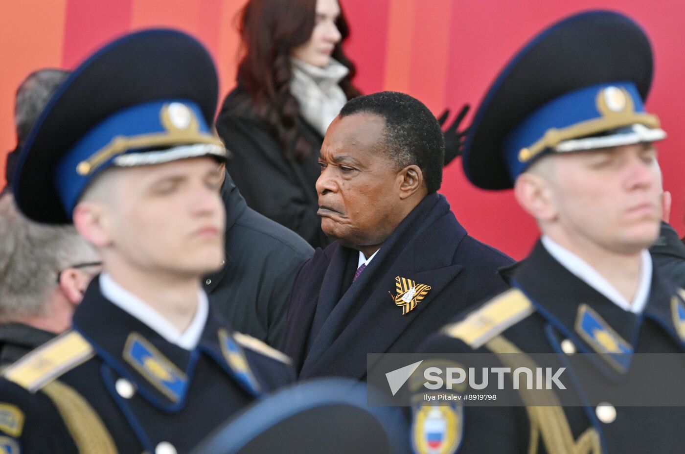 President of Russia Vladimir Putin and foreign leaders at military parade marking 80th anniversary of Victory