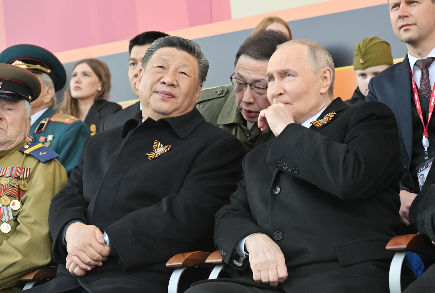 President of Russia Vladimir Putin and foreign leaders at military parade marking 80th anniversary of Victory