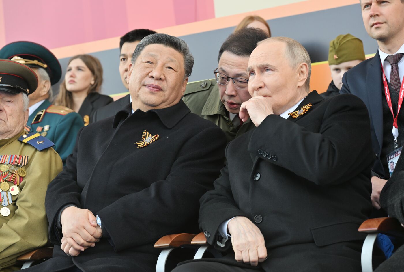 President of Russia Vladimir Putin and foreign leaders at military parade marking 80th anniversary of Victory
