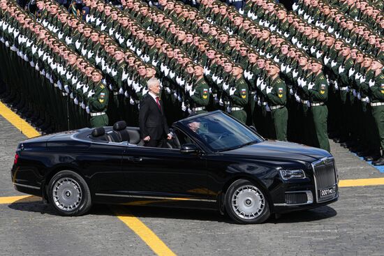 Russian Defense Minister Andrei Belousov at the military parade to mark the 80th anniversary of Victory in the Great Patriotic War on Red Square in Moscow. Location: Russia, Moscow. Author: Alexander Vilf/Sputnik. Military parade marking 80th anniversary of Victory in Great Patriotic War in Moscow