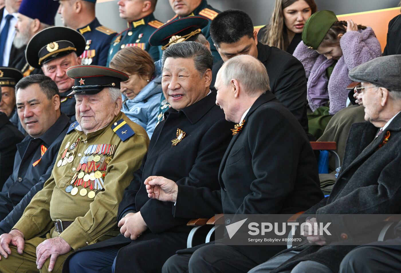 President of Russia Vladimir Putin and foreign leaders at military parade marking 80th anniversary of Victory