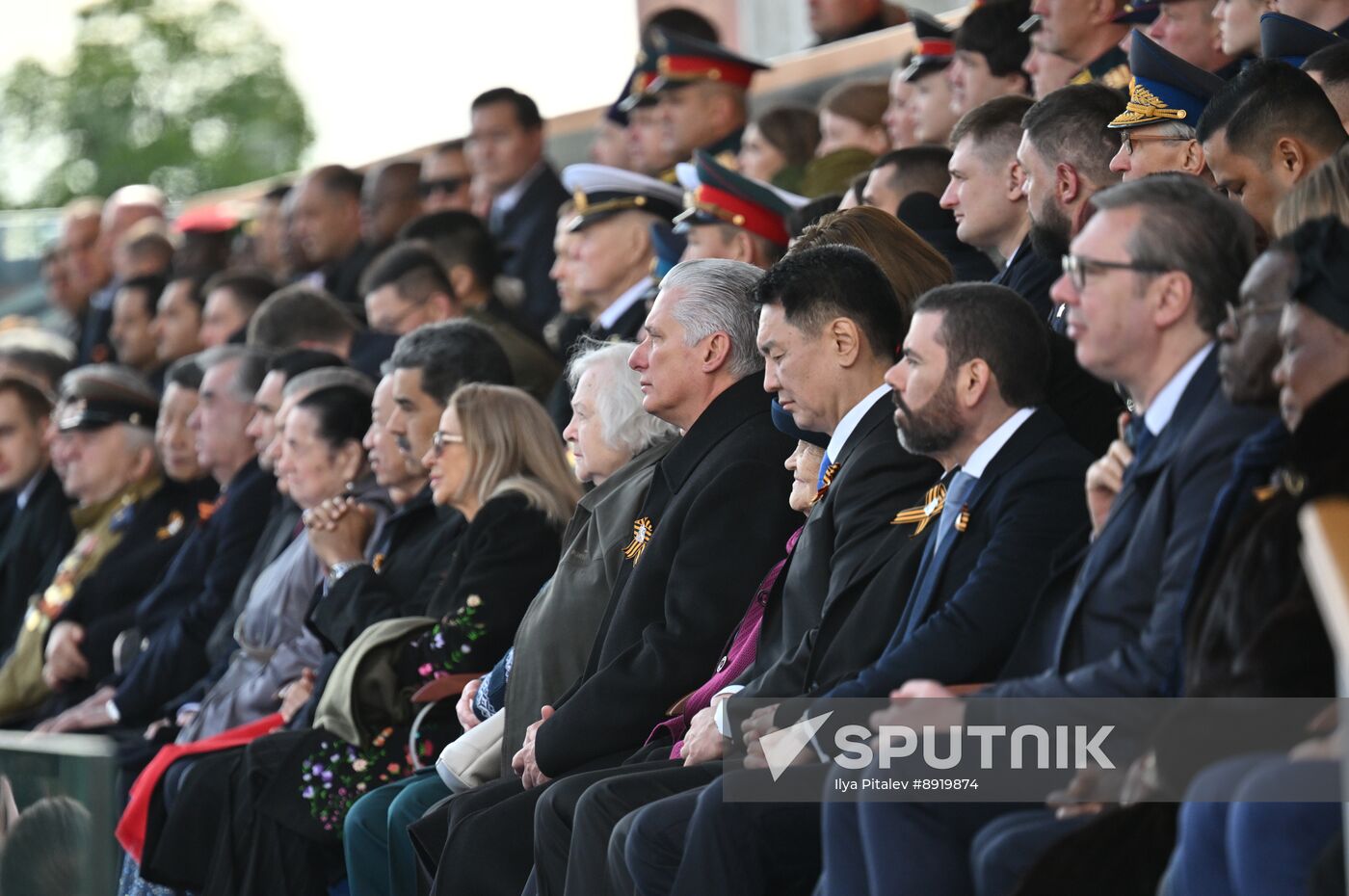 President of Russia Vladimir Putin and foreign leaders at military parade marking 80th anniversary of Victory