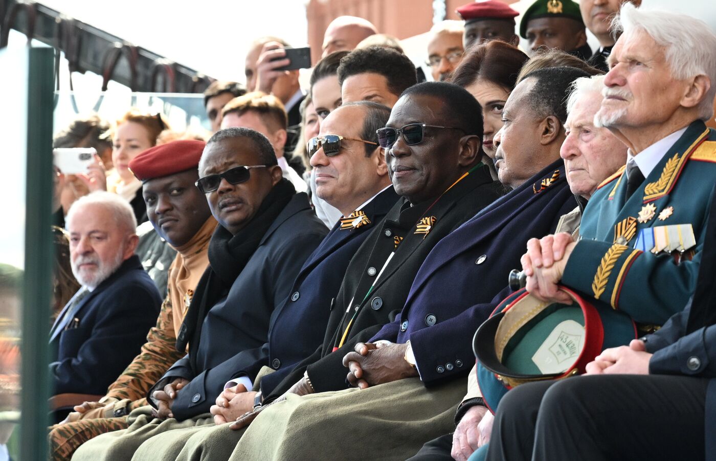 President of Russia Vladimir Putin and foreign leaders at military parade marking 80th anniversary of Victory