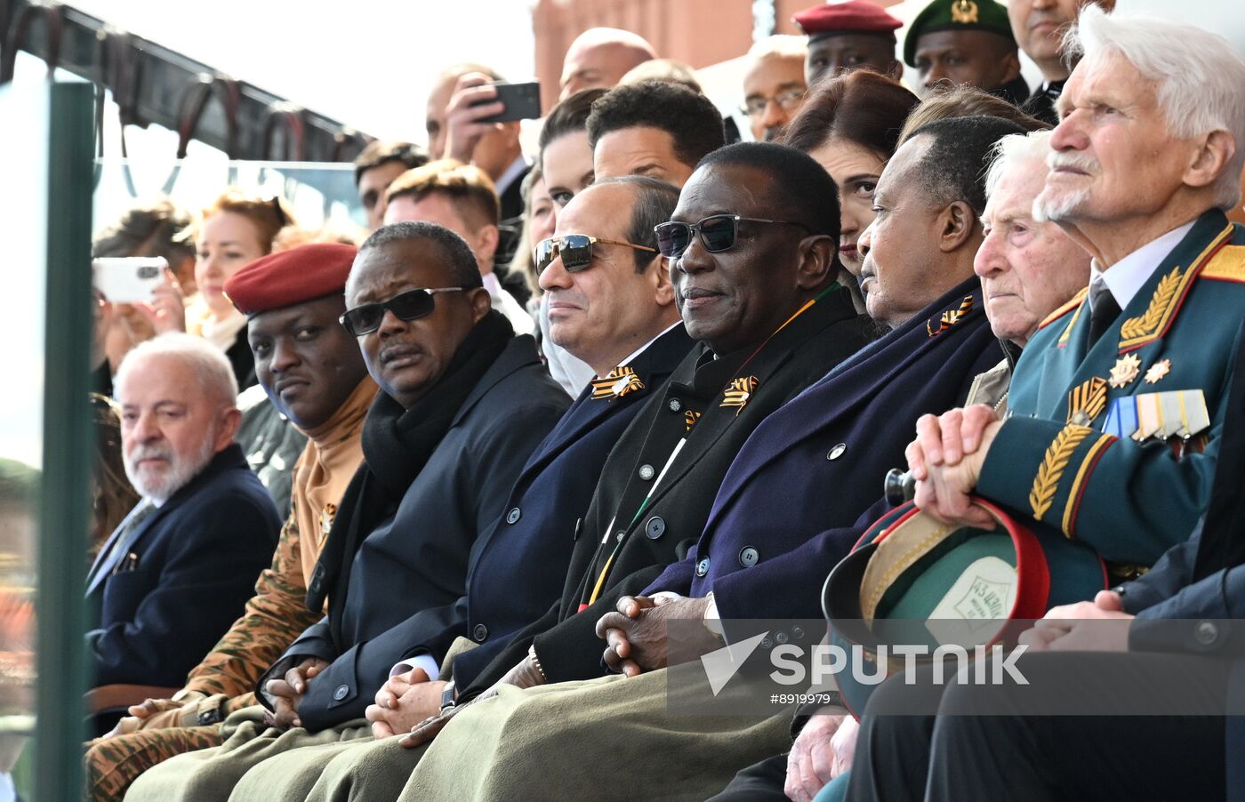 President of Russia Vladimir Putin and foreign leaders at military parade marking 80th anniversary of Victory