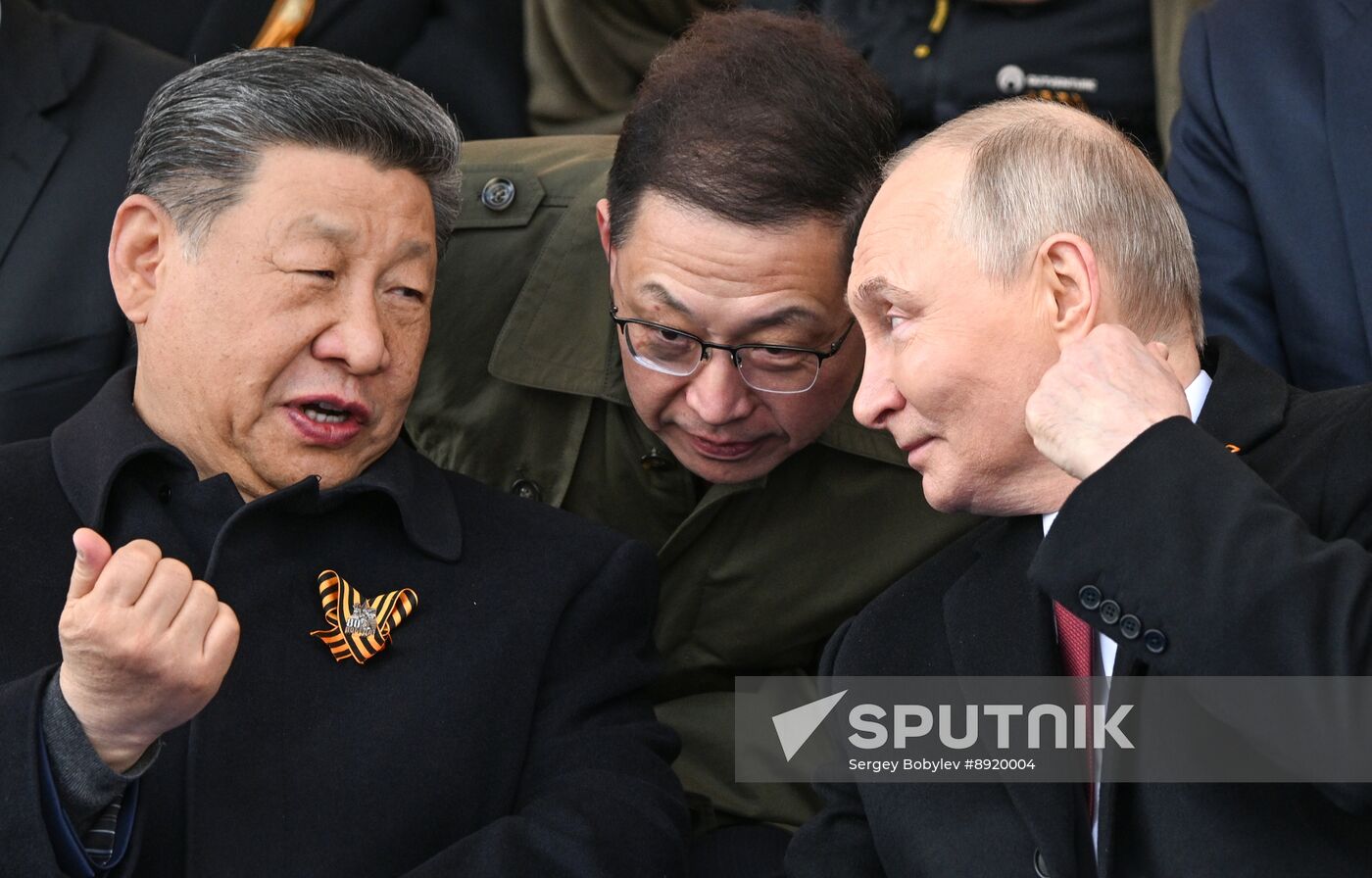 President of Russia Vladimir Putin and foreign leaders at military parade marking 80th anniversary of Victory