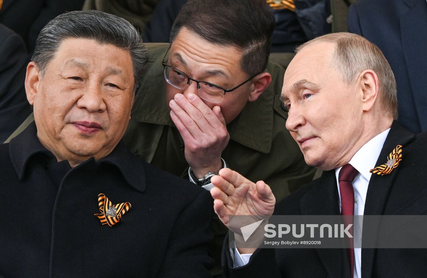 President of Russia Vladimir Putin and foreign leaders at military parade marking 80th anniversary of Victory