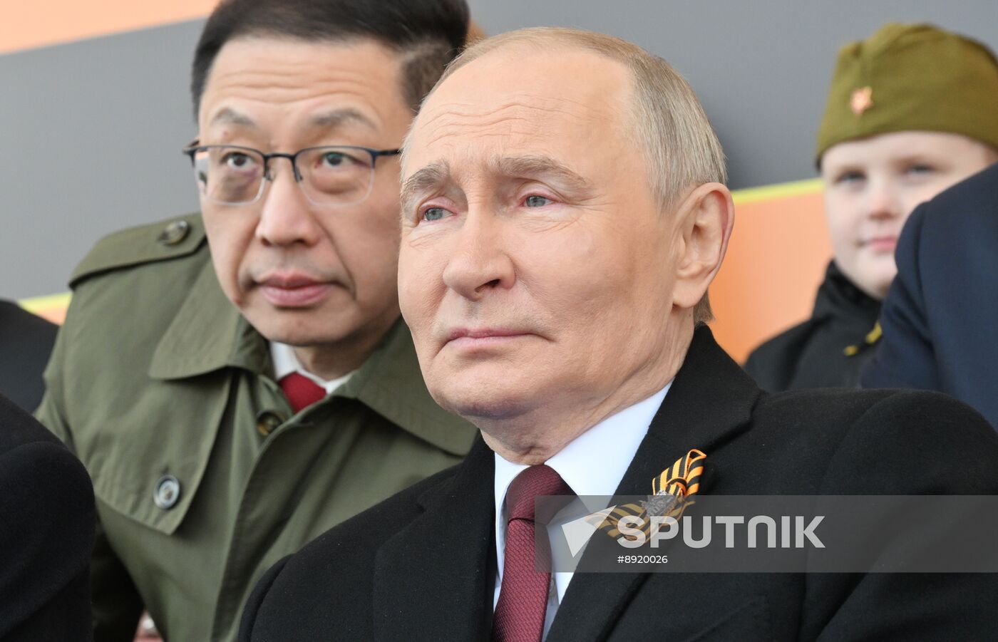 President of Russia Vladimir Putin and foreign leaders at military parade marking 80th anniversary of Victory