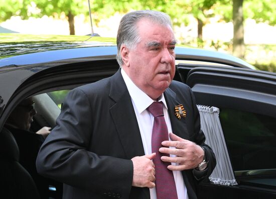 President of Tajikistan Emomali Rahmon arrives at the Kremlin to meet with Russian President Vladimir Putin ahead of the military parade to mark the 80th anniversary of Victory. On May 9, Russia celebrates the 80th anniversary of Victory in the Great Patriotic War of 1941-1945. Location: Russia, Moscow. Author: Alexandr Kryazhev/Sputnik. President of Russia Vladimir Putin's meeting with foreign leaders