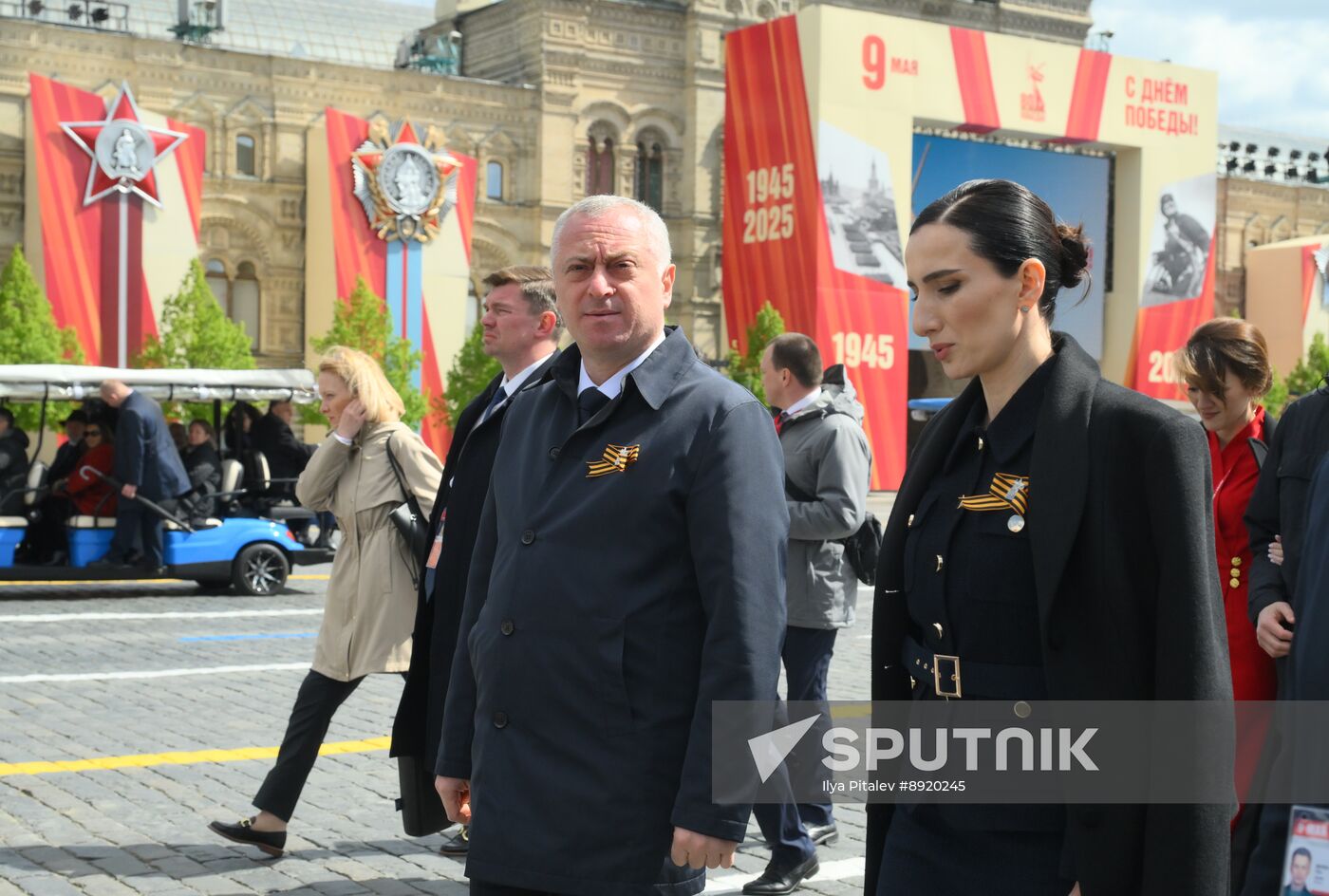 President of Russia Vladimir Putin and foreign leaders at military parade marking 80th anniversary of Victory