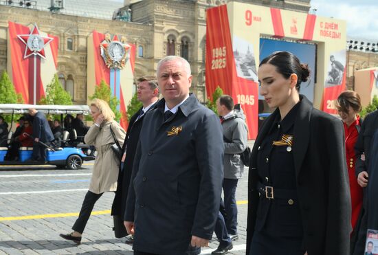President of Abkhazia Badra Gunba after the military parade marking the 80th anniversary of Victory on Red Square in Moscow. Russia marks the 80th anniversary of Victory in the Great Patriotic War of 1941-1945. Location: Russia, Moscow. Author: Ilya Pitalev/Sputnik. President of Russia Vladimir Putin and foreign leaders at military parade marking 80th anniversary of Victory