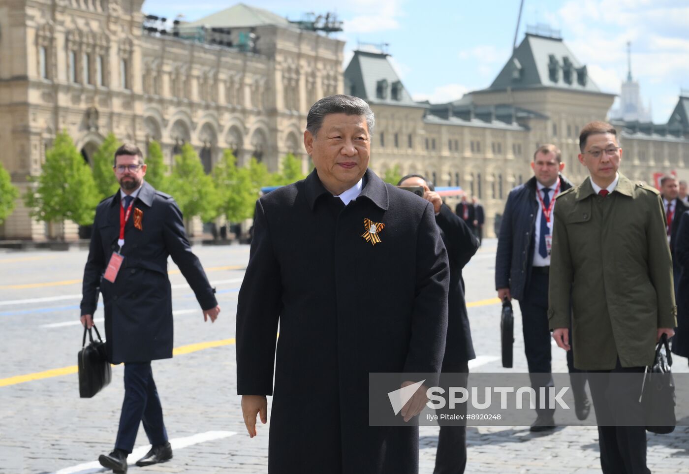 President of Russia Vladimir Putin and foreign leaders at military parade marking 80th anniversary of Victory