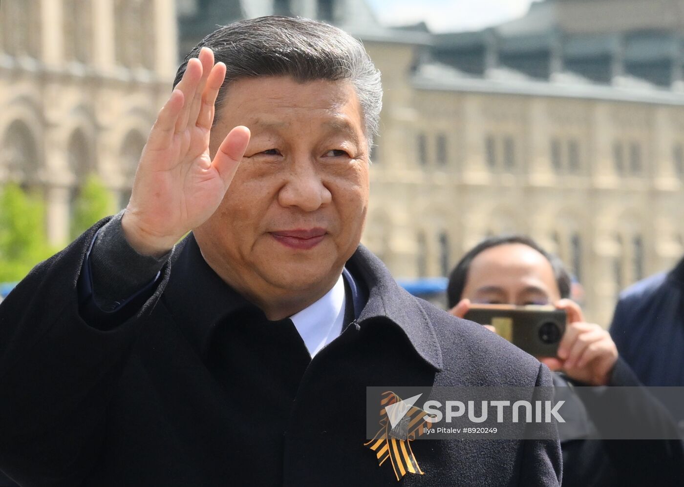 President of Russia Vladimir Putin and foreign leaders at military parade marking 80th anniversary of Victory