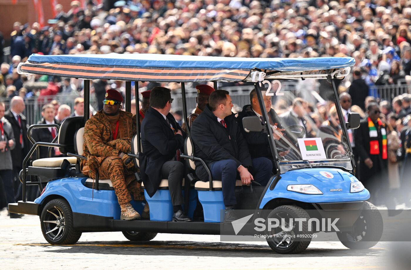 President of Russia Vladimir Putin and foreign leaders at military parade marking 80th anniversary of Victory