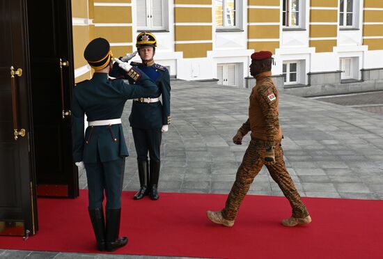 President of Burkina Faso Ibrahim Traore arrives at the Kremlin to meet with Russian President Vladimir Putin ahead of the military parade to mark the 80th anniversary of Victory. On May 9, Russia celebrates the 80th anniversary of Victory in the Great Patriotic War of 1941-1945. Location: Russia, Moscow. Author: Alexei Danichev/Sputnik. President of Russia Vladimir Putin's meeting with foreign leaders