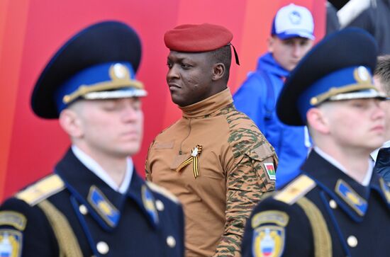 Burkina Faso President Ibrahim Traore on Red Square in Moscow before the military parade to mark the 80th anniversary of Victory. On May 9, Russia celebrates the 80th anniversary of Victory in the Great Patriotic War of 1941-1945. Location: Russia, Moscow. Author: Ilya Pitalev/Sputnik. President of Russia Vladimir Putin and foreign leaders at military parade marking 80th anniversary of Victory