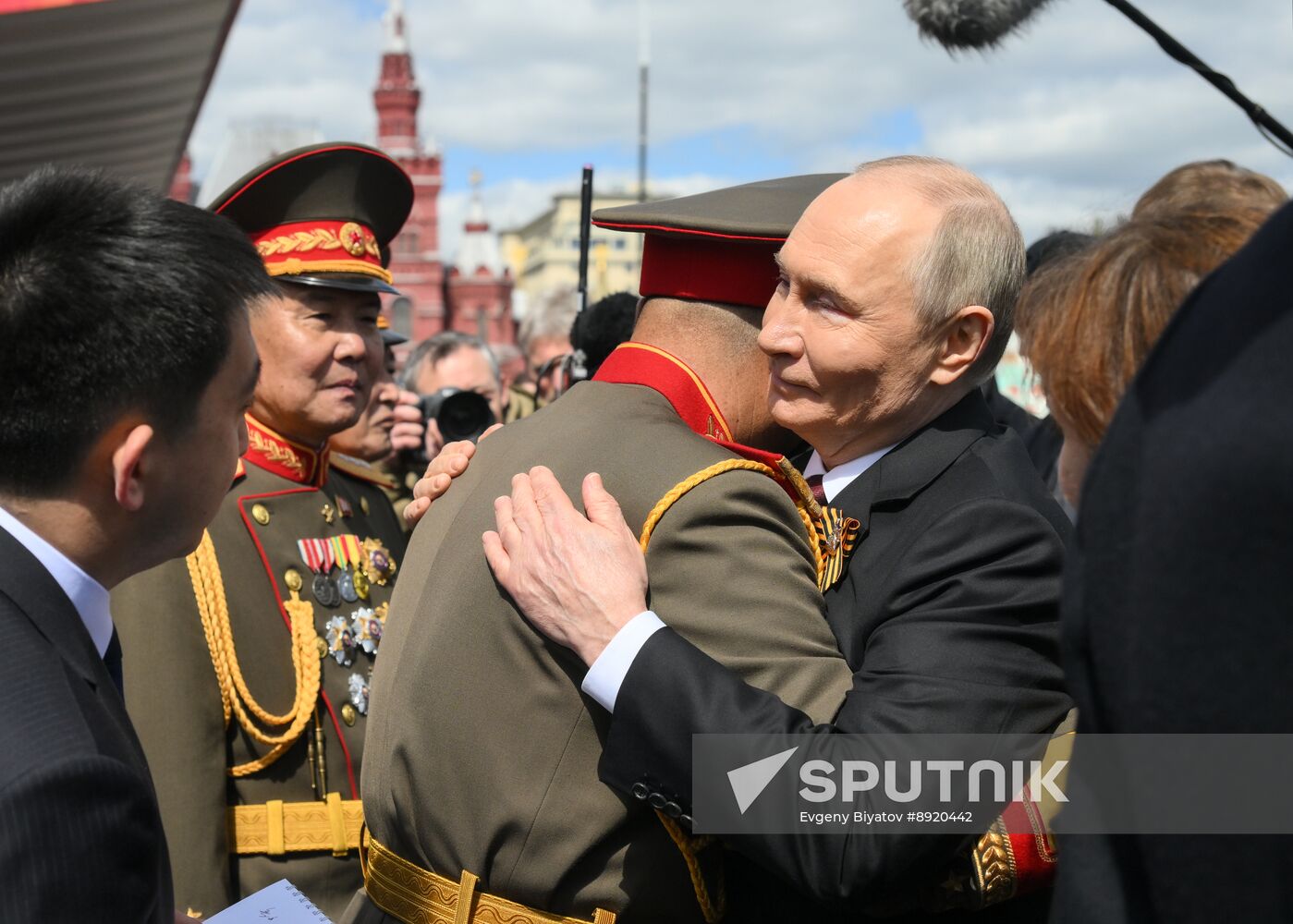 President of Russia Vladimir Putin and foreign leaders at military parade marking 80th anniversary of Victory