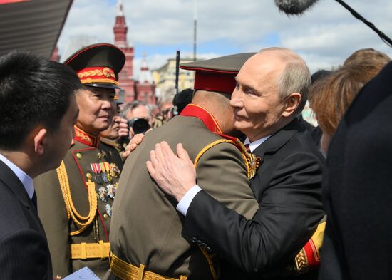 President of Russia Vladimir Putin on Red Square in Moscow at the military parade to mark the 80th anniversary of Victory. On May 9, Russia celebrates the 80th anniversary of Victory in the Great Patriotic War of 1941-1945. Location: Russia, Moscow. Author: Evgeny Biyatov/Sputnik. President of Russia Vladimir Putin and foreign leaders at military parade marking 80th anniversary of Victory