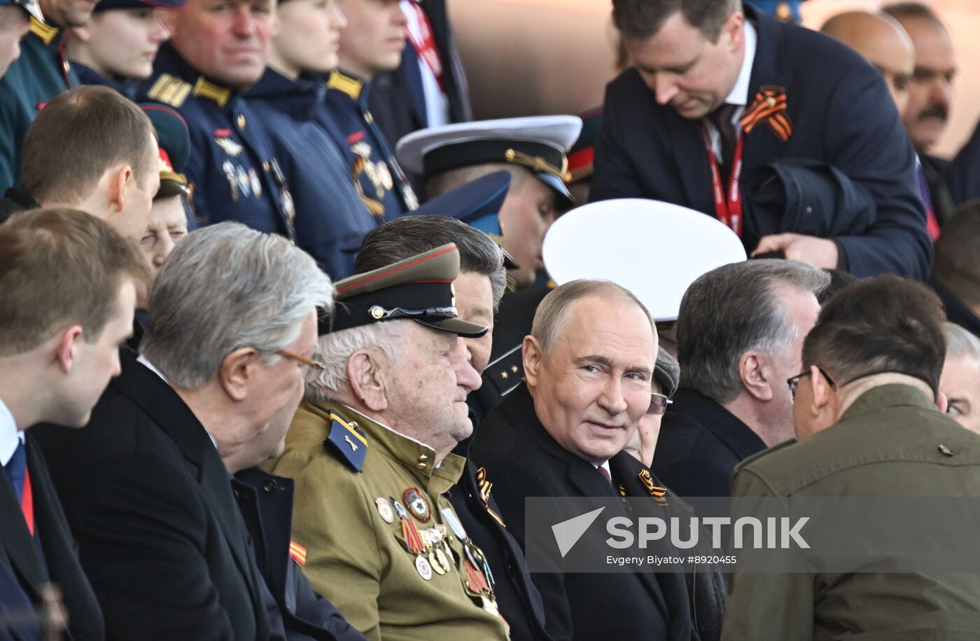 President of Russia Vladimir Putin and foreign leaders at military parade marking 80th anniversary of Victory