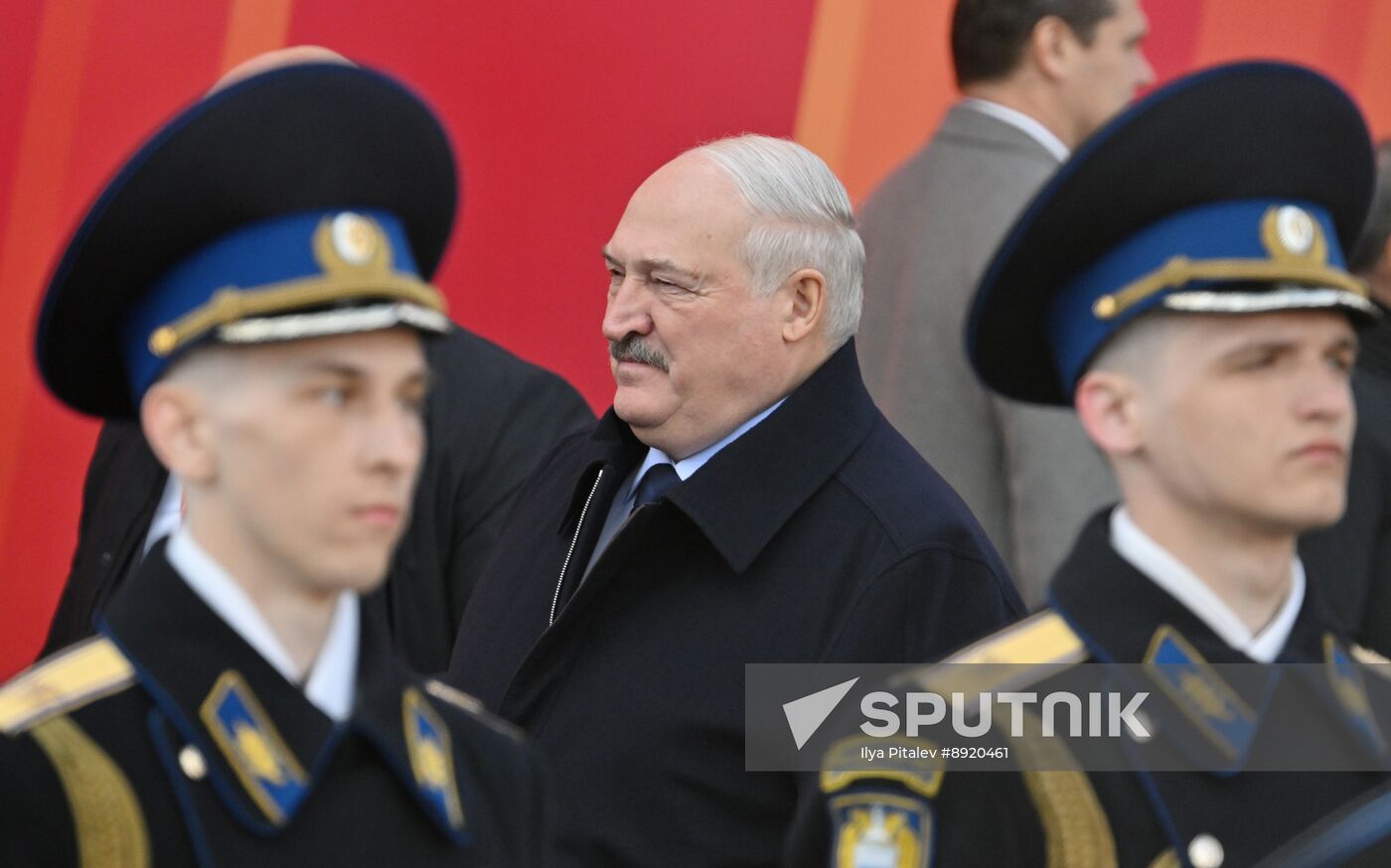 President of Russia Vladimir Putin and foreign leaders at military parade marking 80th anniversary of Victory
