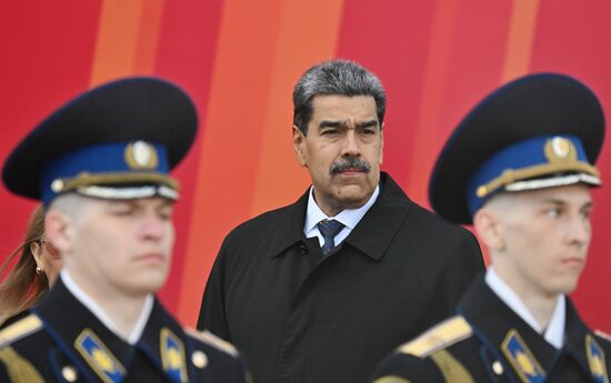 President of Venezuela Nicolas Maduro on Red Square in Moscow before the start of the military parade to mark the 80th anniversary of Victory in the Great Patriotic War. Russia marks the 80th anniversary of Victory in the Great Patriotic War of 1941-1945. Location: Russia, Moscow. Author: Ilya Pitalev/Sputnik. President of Russia Vladimir Putin and foreign leaders at military parade marking 80th anniversary of Victory