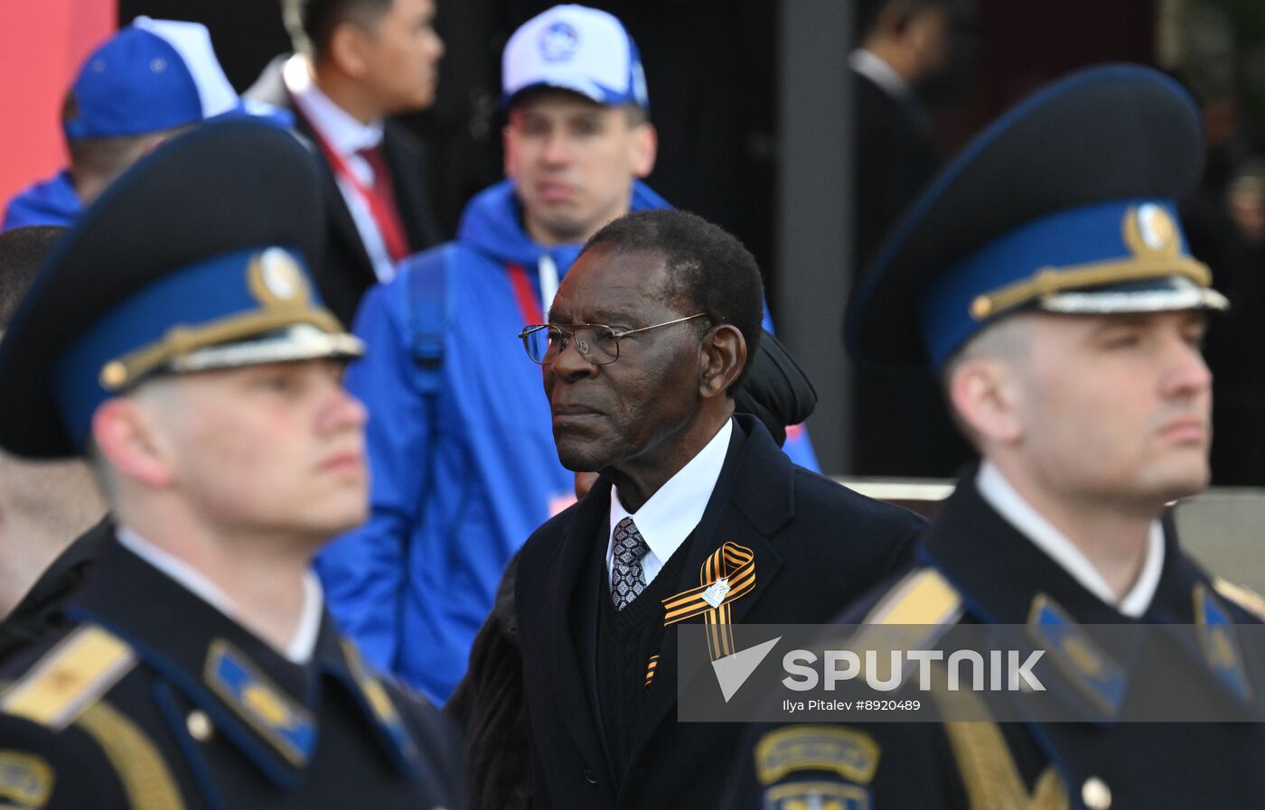 President of Russia Vladimir Putin and foreign leaders at military parade marking 80th anniversary of Victory