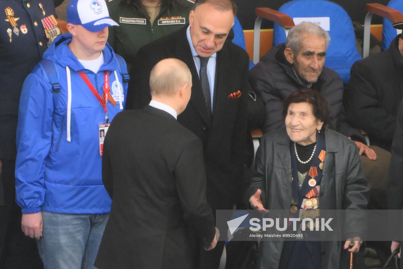 President of Russia Vladimir Putin and foreign leaders at military parade marking 80th anniversary of Victory