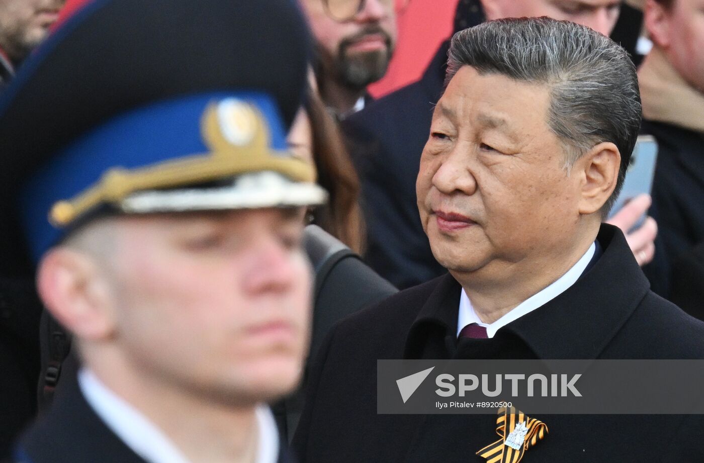 President of Russia Vladimir Putin and foreign leaders at military parade marking 80th anniversary of Victory