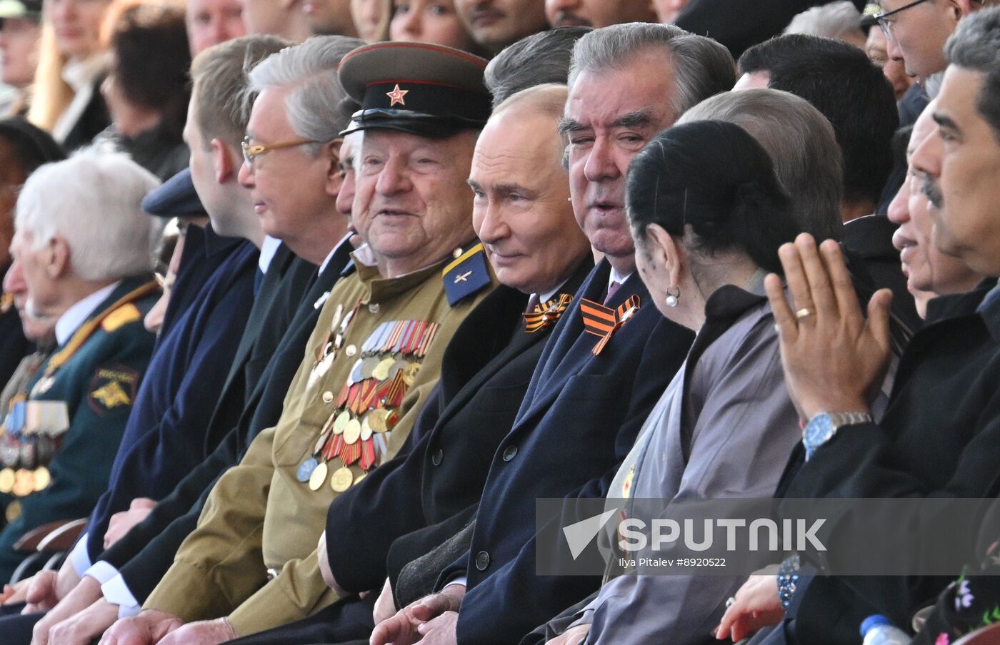 President of Russia Vladimir Putin and foreign leaders at military parade marking 80th anniversary of Victory