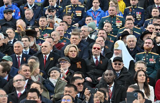 Public figures at military parade marking 80th anniversary of Victory