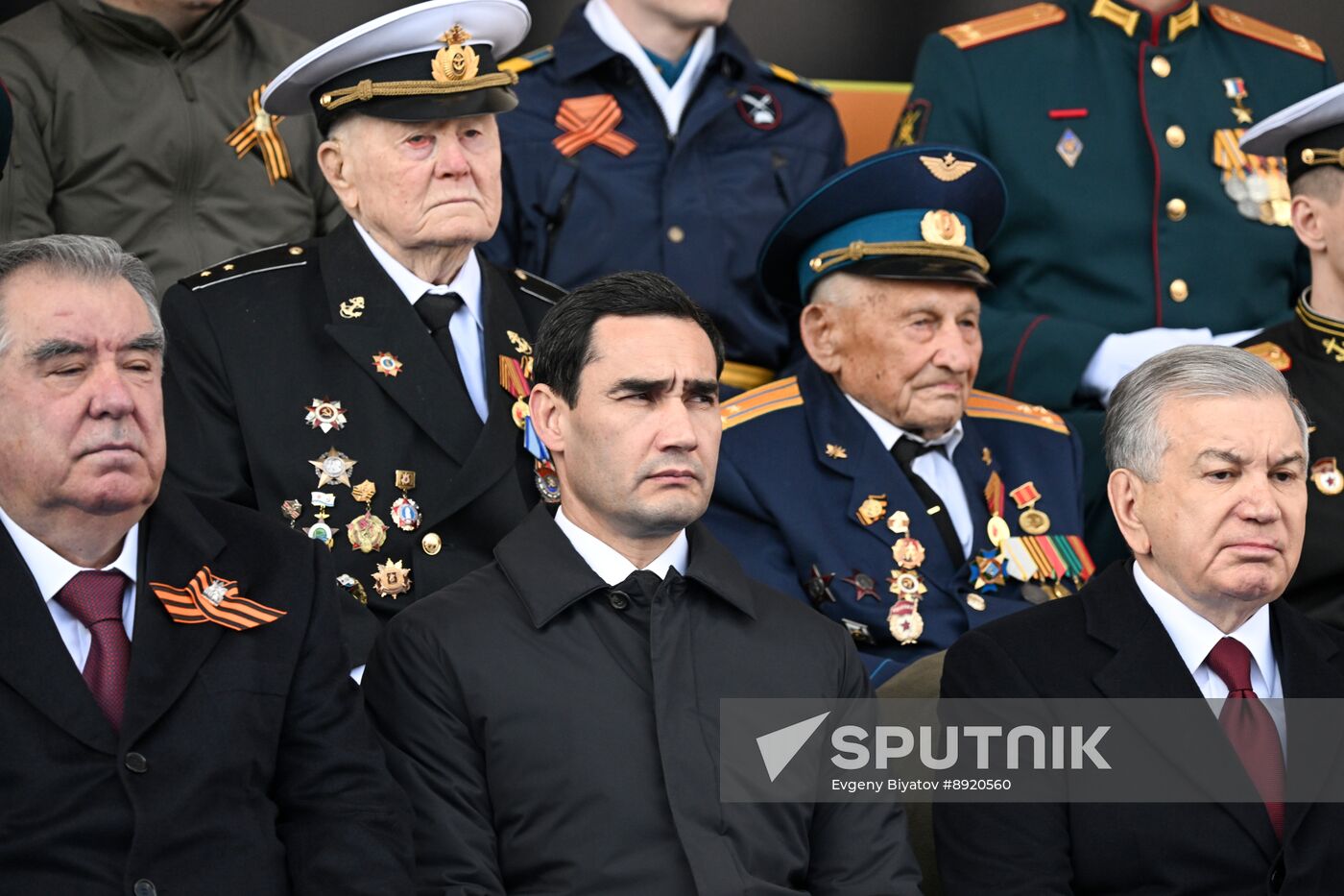 President of Russia Vladimir Putin and foreign leaders at military parade marking 80th anniversary of Victory